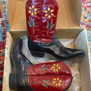 Justin Boots Red and Black Leather Boots